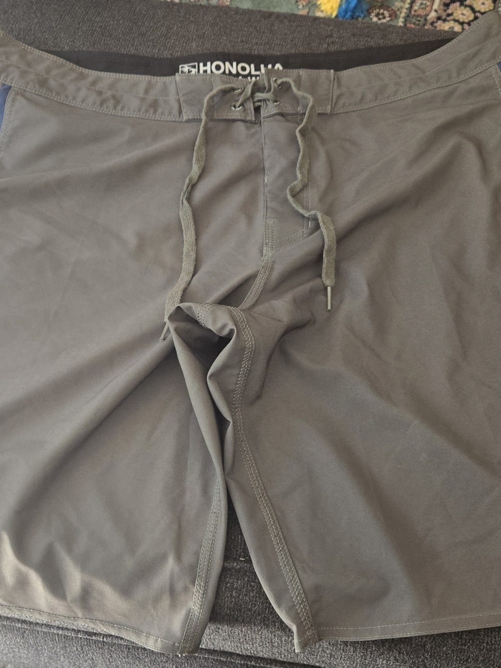 Honolua Men's Gray Swim Board Shorts with Drawstring Waist